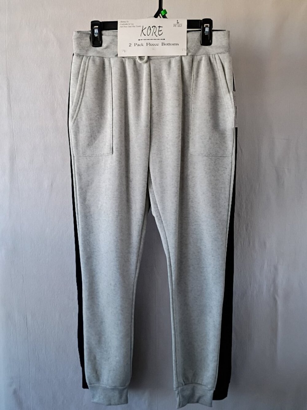 KORE 2 Pack Fleece Lined Jogger Sweatpants Black AND Gray Large NWT